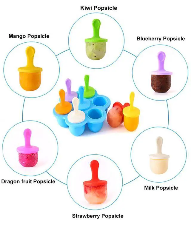 Alt view image 7 of 7 - Silicone Popsicle Molds, Ice Pop Molds, Storage Container for Homemade Food, Kids Ice Cream DIY Pop Molds - BPA Free (Blue)