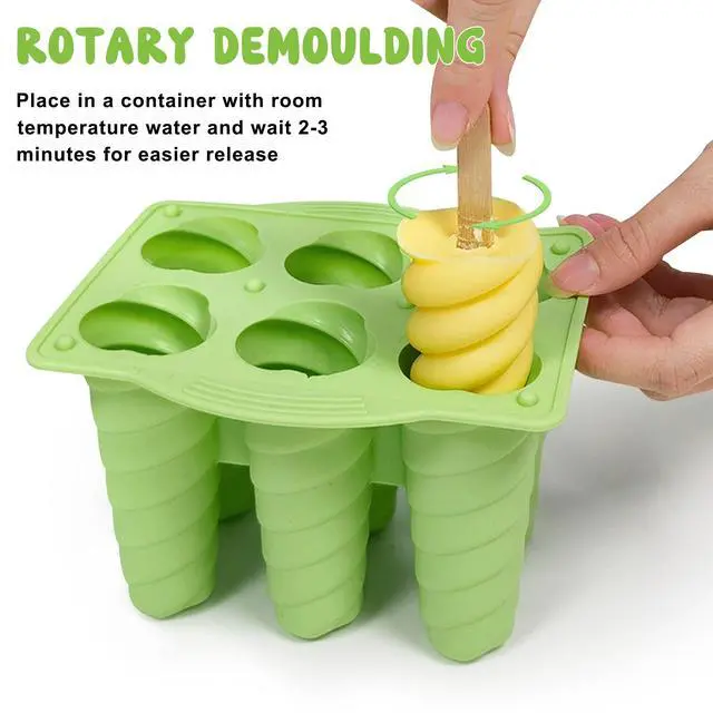 Alt view image 2 of 7 - Popsicles Molds, 6 Cavity Ice Pop Mold with 20pcs Wooden Sticks, Silicone Popsicle Mold, Easy Release Ice Cream Molds, BPA Free Ice Cream Maker for Summer Party, Homemade Popsicles Frozen Dessert