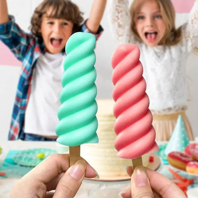 Alt view image 6 of 7 - Popsicles Molds, 6 Cavity Ice Pop Mold with 20pcs Wooden Sticks, Silicone Popsicle Mold, Easy Release Ice Cream Molds, BPA Free Ice Cream Maker for Summer Party, Homemade Popsicles Frozen Dessert