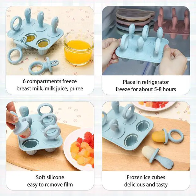 Alt view image 6 of 7 - Silicone Baby Popsicle Molds with Sticks, Mini Popsicles Molds for Babies Breastmilk Popsicle Molds for Teething Relief, Frozen Treats Maker Popsicle Maker Ice Pop Mold for Toddlers Kids
