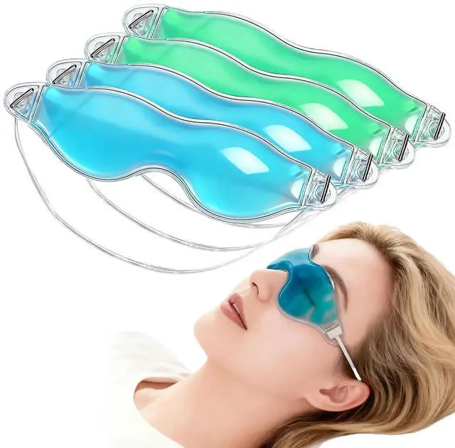 Main image of 4 Pcs Ice Eye Packs, Cooling Eye Masks, Eyes Cold Compress for Hot Cold Therapy, Puffy Eyes, Dark Circles, Headaches, Migraines, Stress Relief (2 Blue+2 Green)