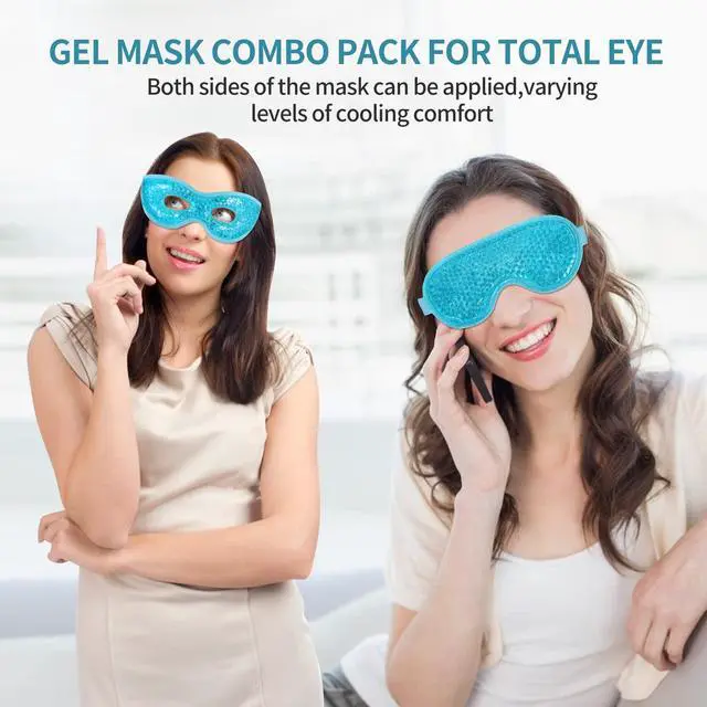 Alt view image 2 of 7 - 2PCS Gel Eye Mask Reusable Cold Therapy Gel Bead Eye Mask for Puffiness/Dark Circles/Eye Bags/Dry Eyes/Headaches/Migraines/Stress Relief (Blue)