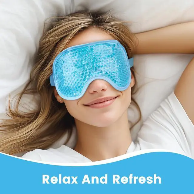 Alt view image 4 of 6 - Cooling Eye Mask for Puffy Eyes, Cold Eye Mask Eye Ice Pack for After Eyes Surgery, Tension Stress Relief, Itchy Eyes, Headaches, Dark Circles - Blue