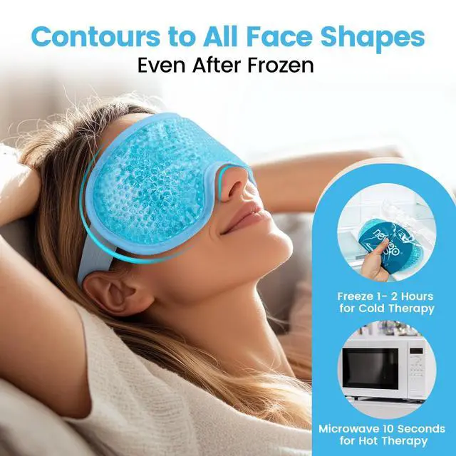 Alt view image 5 of 6 - Cooling Eye Mask for Puffy Eyes, Cold Eye Mask Eye Ice Pack for After Eyes Surgery, Tension Stress Relief, Itchy Eyes, Headaches, Dark Circles - Blue