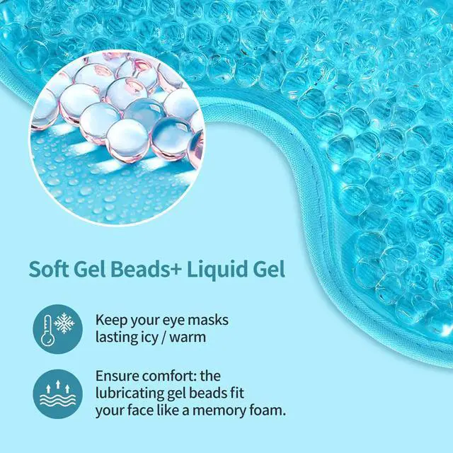 Alt view image 6 of 7 - 2PCS Gel Eye Mask Reusable Cold Therapy Gel Bead Eye Mask for Puffiness/Dark Circles/Eye Bags/Dry Eyes/Headaches/Migraines/Stress Relief (Blue)
