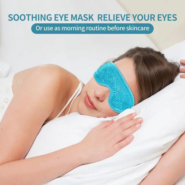 Alt view image 5 of 7 - 2PCS Gel Eye Mask Reusable Cold Therapy Gel Bead Eye Mask for Puffiness/Dark Circles/Eye Bags/Dry Eyes/Headaches/Migraines/Stress Relief (Blue)
