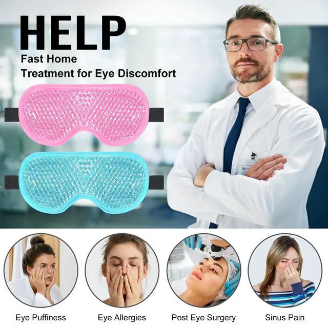 Alt view image 2 of 7 - Gel Eye Mask, 2 Pack Cooling Ice Masks for Puffy Eyes for Men & Women, Cold & Warm Compress for Post Surgery, Puffiness, Allergies, Sinuses & Migraines Treatment