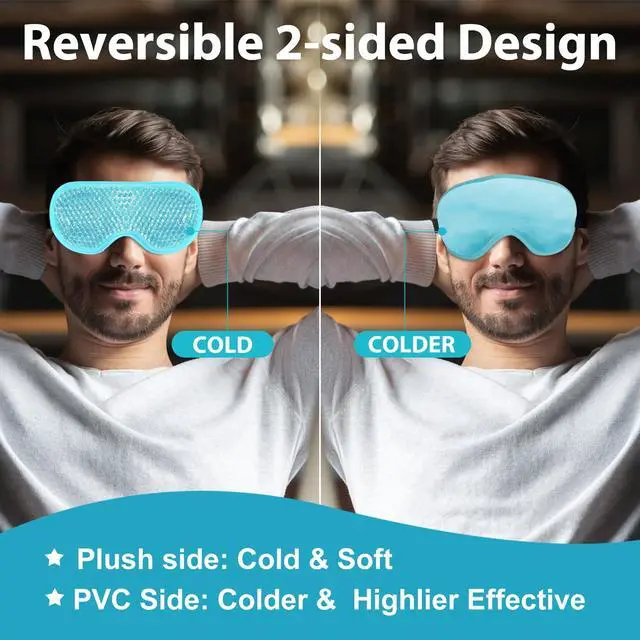 Alt view image 3 of 7 - Gel Eye Mask, 2 Pack Cooling Ice Masks for Puffy Eyes for Men & Women, Cold & Warm Compress for Post Surgery, Puffiness, Allergies, Sinuses & Migraines Treatment