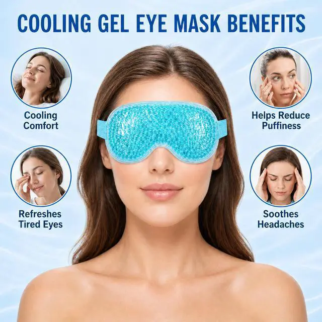 Alt view image 2 of 7 - 2Pack Cooling Eye Mask for Puffy Eyes, Gel Eye Mask for Cold Ice Packs After Surgery, Reusable Frozen Eye Mask for Dark Circles Migraines Relief and Allergies, Warm Compress Eye pads for Dry eyes
