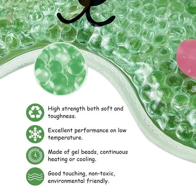 Alt view image 5 of 7 - Kids Ice Packs 2 Packs Cooling Eye Mask with Soft Plush Backing for Children Boo Boos Sinus Headache Fever Patch for Kids (Green+Grey)
