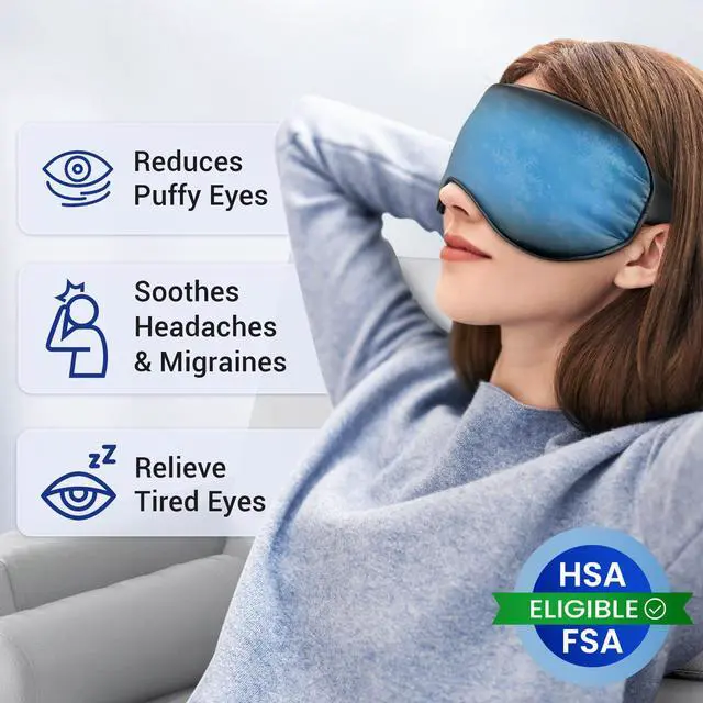 Alt view image 2 of 7 - Cooling Eye Mask for Dark Circles Puffiness - Fsa Eligible Items Hsa, Cold Compress for Puffy Eyes Migraines Headache Sleeping After Surgery, Gentle Weighted Travel Essentials Gel Ice Pack (Black)