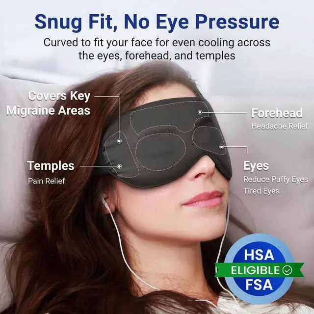 Alt view image 5 of 7 - Cooling Eye Mask for Dark Circles Puffiness - Fsa Eligible Items Hsa, Cold Compress for Puffy Eyes Migraines Headache Sleeping After Surgery, Gentle Weighted Travel Essentials Gel Ice Pack (Black)