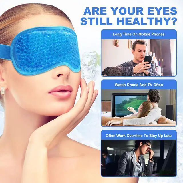 Alt view image 2 of 7 - 2Pack Cold Cooling Eye Mask, Reusable Hot Colder Therapy Gel Bead with Plush Backing for Puffiness Migraine Stress Relief Skin Care Dry Eyes