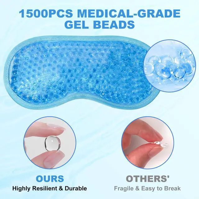 Alt view image 4 of 7 - 2Pack Cold Cooling Eye Mask, Reusable Hot Colder Therapy Gel Bead with Plush Backing for Puffiness Migraine Stress Relief Skin Care Dry Eyes