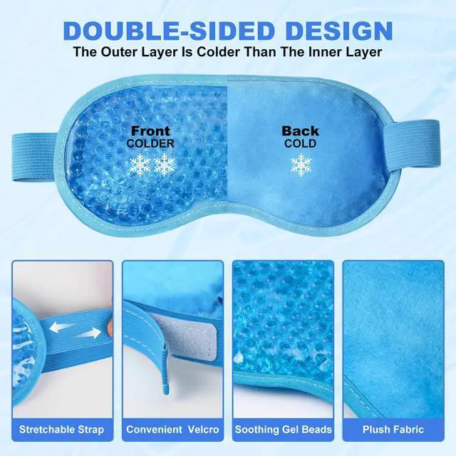 Alt view image 6 of 7 - 2Pack Cold Cooling Eye Mask, Reusable Hot Colder Therapy Gel Bead with Plush Backing for Puffiness Migraine Stress Relief Skin Care Dry Eyes