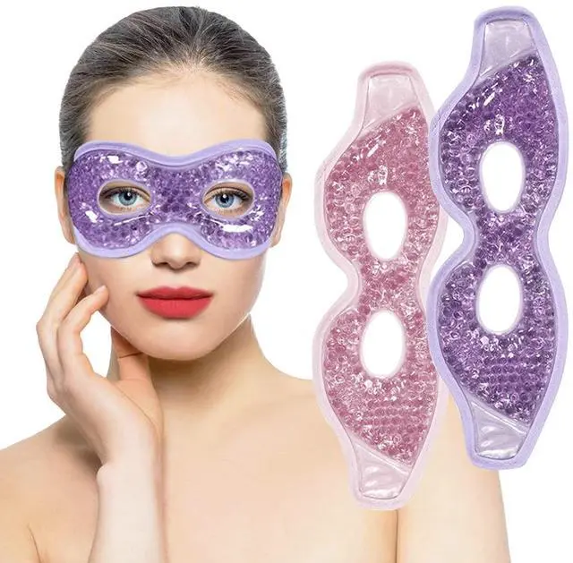 Main image of Cooling Gel Eye Mask with Eye Holes, 2 PCS Cold Eye Packs for Puffiness & Swelling, Reusable Hot Cold Compress Heat Ice Gel Pack, Purple and Pink