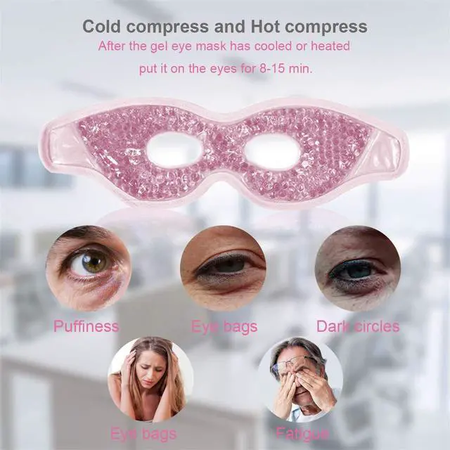 Alt view image 3 of 7 - Cooling Gel Eye Mask with Eye Holes, 2 PCS Cold Eye Packs for Puffiness & Swelling, Reusable Hot Cold Compress Heat Ice Gel Pack, Purple and Pink