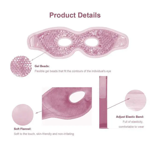 Alt view image 2 of 7 - Cooling Gel Eye Mask with Eye Holes, 2 PCS Cold Eye Packs for Puffiness & Swelling, Reusable Hot Cold Compress Heat Ice Gel Pack, Purple and Pink