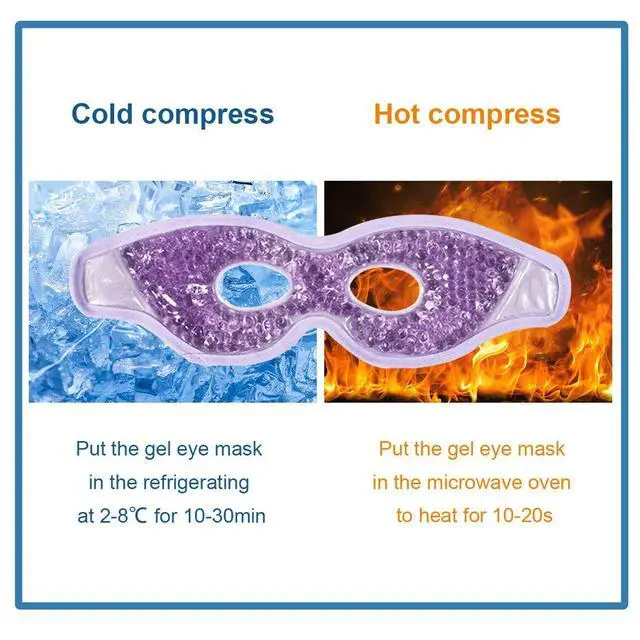 Alt view image 7 of 7 - Cooling Gel Eye Mask with Eye Holes, 2 PCS Cold Eye Packs for Puffiness & Swelling, Reusable Hot Cold Compress Heat Ice Gel Pack, Purple and Pink