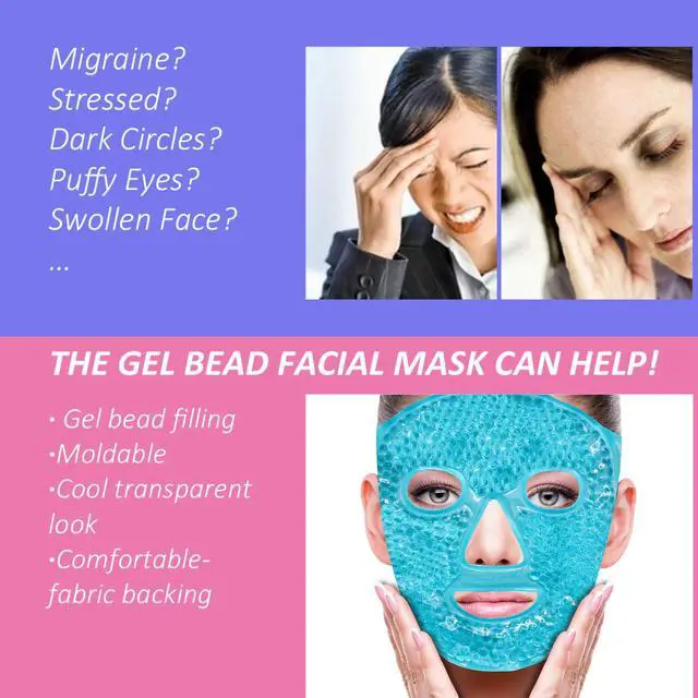 Alt view image 2 of 7 - Cold Face Eye Mask Ice Pack Reduce Facial Puff, Dark Circles, Hot Cold Compress Pack, Face SPA Gift for Woman Sleeping, Pressure, Headaches, Skin Care, Post Laser Cosmetic Care, Reversible