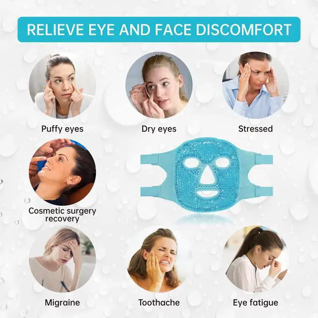 Alt view image 3 of 7 - Cold Face Eye Mask Ice Pack Reduce Facial Puff, Dark Circles, Hot Cold Compress Pack, Face SPA Gift for Woman Sleeping, Pressure, Headaches, Skin Care, Post Laser Cosmetic Care, Reversible