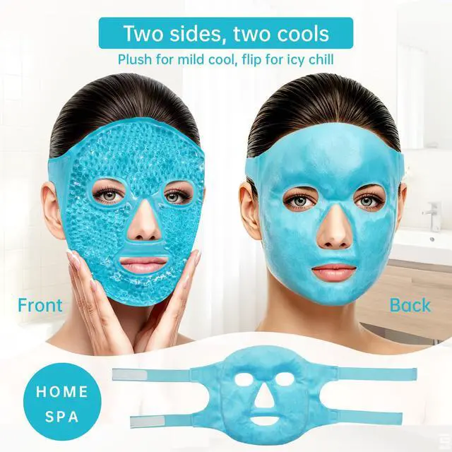 Alt view image 4 of 7 - Cold Face Eye Mask Ice Pack Reduce Facial Puff, Dark Circles, Hot Cold Compress Pack, Face SPA Gift for Woman Sleeping, Pressure, Headaches, Skin Care, Post Laser Cosmetic Care, Reversible