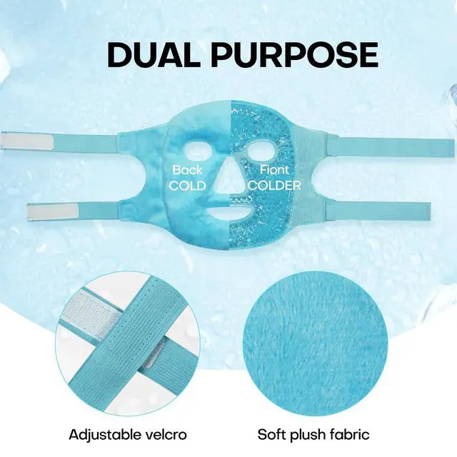 Alt view image 7 of 7 - Cold Face Eye Mask Ice Pack Reduce Facial Puff, Dark Circles, Hot Cold Compress Pack, Face SPA Gift for Woman Sleeping, Pressure, Headaches, Skin Care, Post Laser Cosmetic Care, Reversible