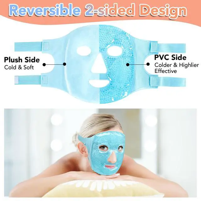 Alt view image 4 of 7 - Colding Ice Face Mask and Cooling Eye Mask for Puffy Eyes & Migraine Relief, Gel Eye Mask, Cool Face Masks for Dark Circles, Eye Surgery, Sleeping, Pressure, Headaches, Skin Care