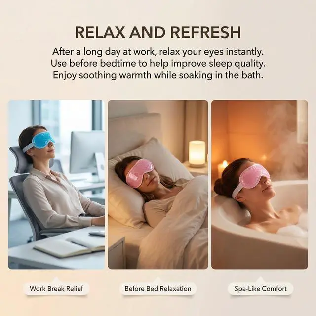 Alt view image 6 of 7 - Cooling Eye Mask 2 Pack, Gel Eye Mask Cold Pack for Puffiness, Ice Eye Mask for Puffy Eyes, Hot Cold Compress for Eyes, Reusable Freezer Eye Mask Blue and Pink Color