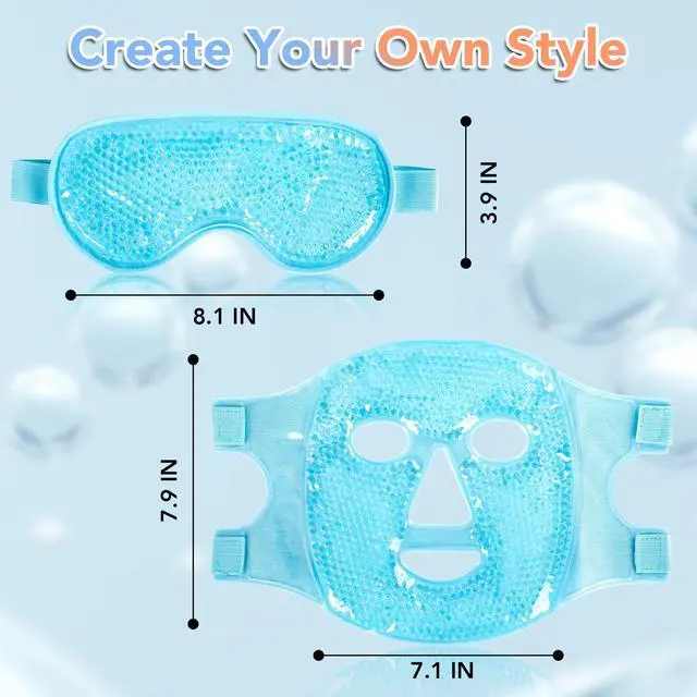 Alt view image 6 of 7 - Colding Ice Face Mask and Cooling Eye Mask for Puffy Eyes & Migraine Relief, Gel Eye Mask, Cool Face Masks for Dark Circles, Eye Surgery, Sleeping, Pressure, Headaches, Skin Care
