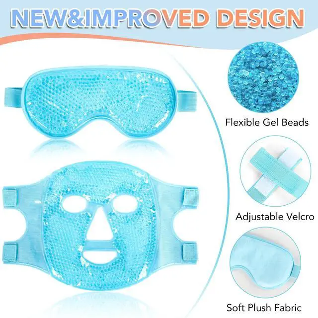 Alt view image 3 of 7 - Colding Ice Face Mask and Cooling Eye Mask for Puffy Eyes & Migraine Relief, Gel Eye Mask, Cool Face Masks for Dark Circles, Eye Surgery, Sleeping, Pressure, Headaches, Skin Care