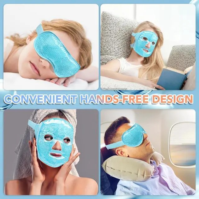 Alt view image 7 of 7 - Colding Ice Face Mask and Cooling Eye Mask for Puffy Eyes & Migraine Relief, Gel Eye Mask, Cool Face Masks for Dark Circles, Eye Surgery, Sleeping, Pressure, Headaches, Skin Care