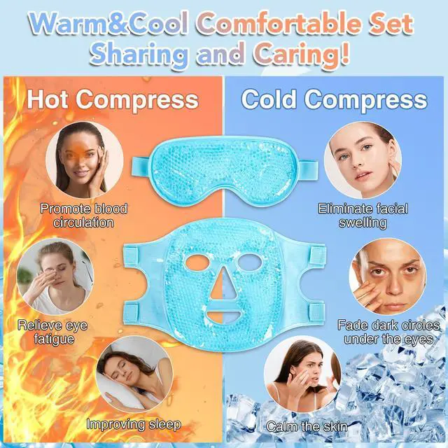 Alt view image 2 of 7 - Colding Ice Face Mask and Cooling Eye Mask for Puffy Eyes & Migraine Relief, Gel Eye Mask, Cool Face Masks for Dark Circles, Eye Surgery, Sleeping, Pressure, Headaches, Skin Care