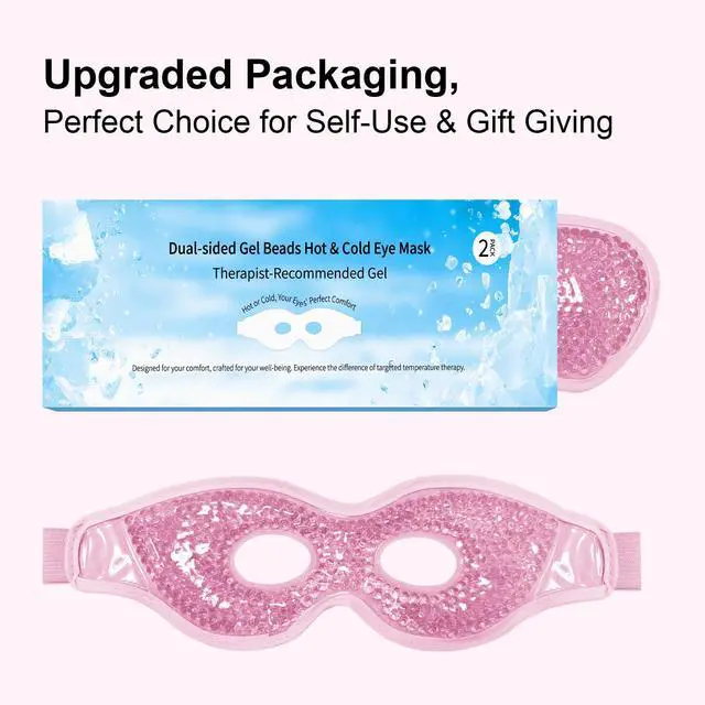 Alt view image 5 of 7 - Cooling Gel Eye Mask with Eye Holes, 2 PCS Cold Eye Packs for Puffiness & Swelling, Reusable Hot Cold Compress Heat Ice Gel Pack, Purple and Pink