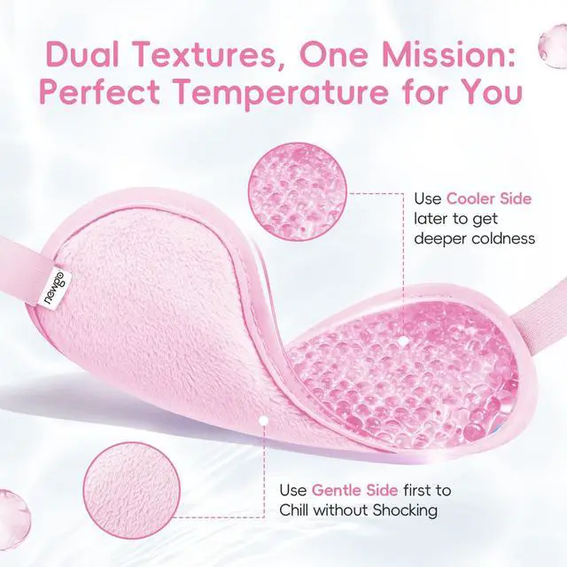 Alt view image 3 of 7 - Cooling Gel Cold Eye Mask for Puffy Eyes, Reusable Ice Pack with Soft Plush Backing for Dark Circles, Migraine, Stress Relief - Pink