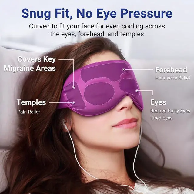 Alt view image 3 of 7 - Cooling Eye Mask for Puffy Eyes: Fsa Eligible ltems Hsa, Migraines Headache Fast Relief After Surgery Care Cold Compress, Reusable Face Ice Pack Gel for Dark Circles, Gentle Weighted Sleep Mask Purple