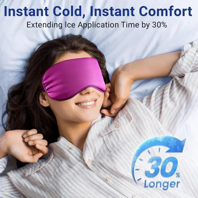 Alt view image 2 of 7 - Cooling Eye Mask for Puffy Eyes: Fsa Eligible ltems Hsa, Migraines Headache Fast Relief After Surgery Care Cold Compress, Reusable Face Ice Pack Gel for Dark Circles, Gentle Weighted Sleep Mask Purple
