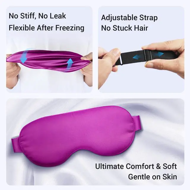 Alt view image 4 of 7 - Cooling Eye Mask for Puffy Eyes: Fsa Eligible ltems Hsa, Migraines Headache Fast Relief After Surgery Care Cold Compress, Reusable Face Ice Pack Gel for Dark Circles, Gentle Weighted Sleep Mask Purple