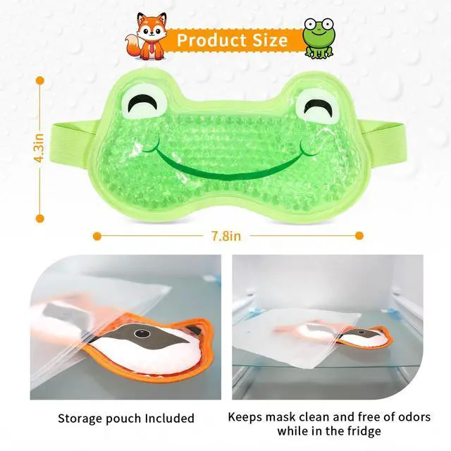 Alt view image 5 of 7 - 2PCS Cooling Eye Mask Gel Eye Mask, Reusable Hot Cold Therapy Cold Eye Mask for Post Surgery, Puffiness, Dark Circles, Eye Bags, Dry Eyes, color:Orange Greennumber_of_items:2