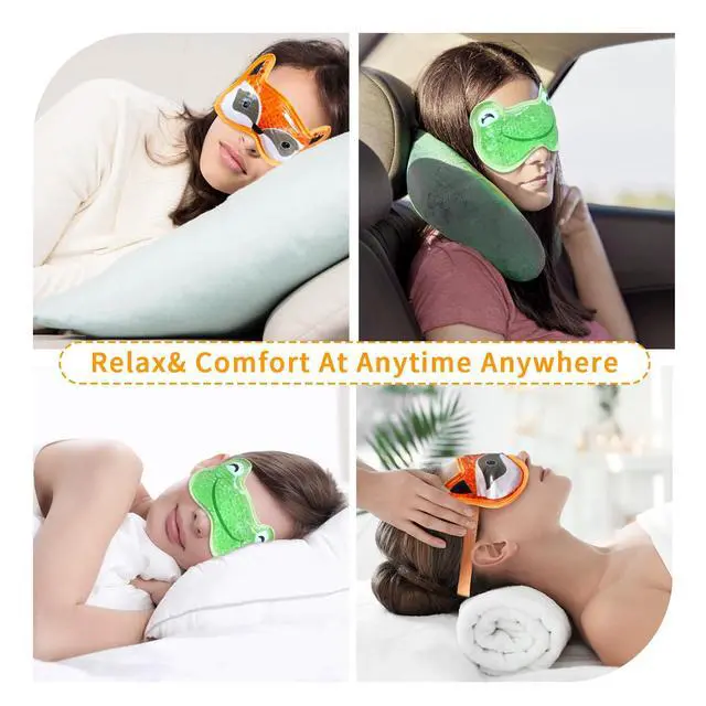 Alt view image 4 of 7 - 2PCS Cooling Eye Mask Gel Eye Mask, Reusable Hot Cold Therapy Cold Eye Mask for Post Surgery, Puffiness, Dark Circles, Eye Bags, Dry Eyes, color:Orange Greennumber_of_items:2