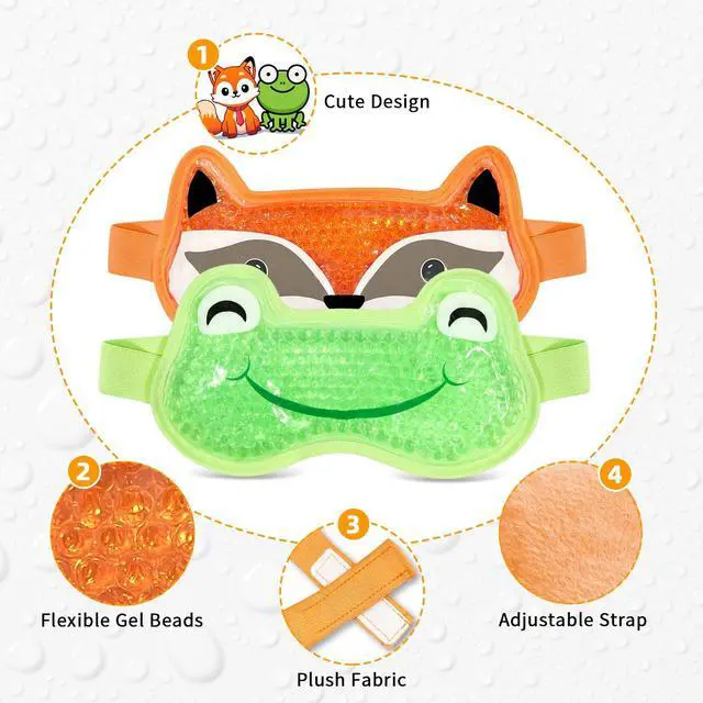 Alt view image 3 of 7 - 2PCS Cooling Eye Mask Gel Eye Mask, Reusable Hot Cold Therapy Cold Eye Mask for Post Surgery, Puffiness, Dark Circles, Eye Bags, Dry Eyes, color:Orange Greennumber_of_items:2