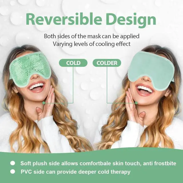 Alt view image 3 of 5 - Cooling Eye Mask for Puffy Eyes, Cold Eye Mask Eye Ice Pack for After Eyes Surgery, Tension Stress Relief, Itchy Eyes, Headaches, Dark Circles - Blue (Green-2Pack)