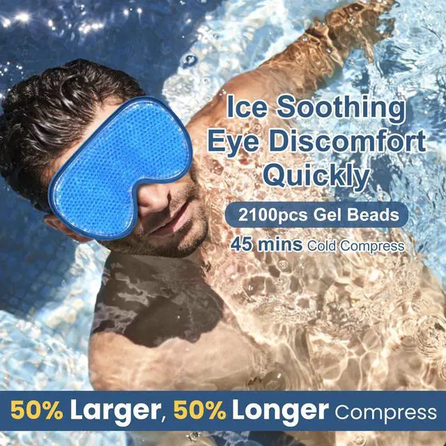 Alt view image 2 of 7 - Cooling Eye Mask, 2 Pack XL Jumbo Size Freezer Gel Eye Masks for Puffy Eyes Face, Ice Eye Mask, Cold & Warm Compress, Frozen Ice Pack for Post Eye Surgery & Allergies(Navy Blue)