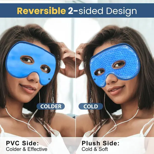 Alt view image 5 of 7 - Cooling Eye Mask, 2 Pack XL Jumbo Size Freezer Gel Eye Masks for Puffy Eyes Face, Ice Eye Mask, Cold & Warm Compress, Frozen Ice Pack for Post Eye Surgery & Allergies(Navy Blue)