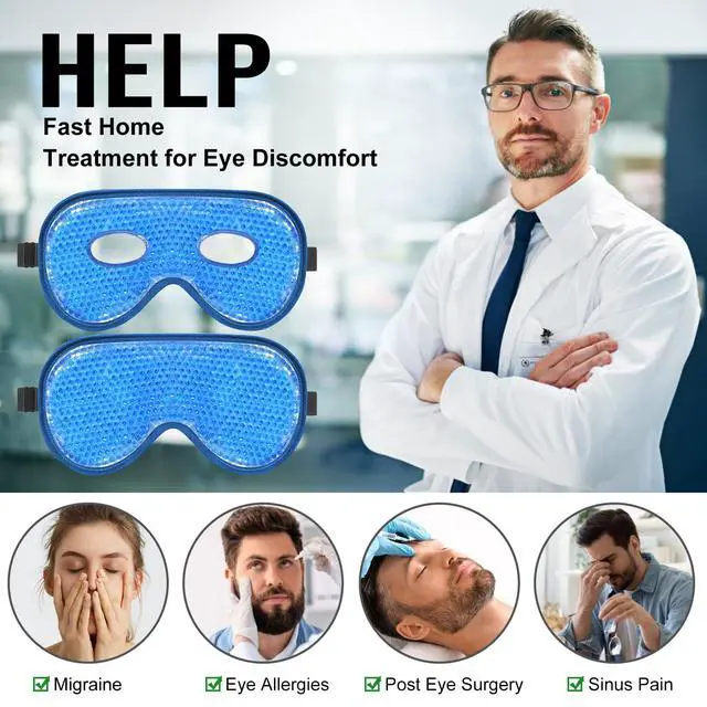 Alt view image 6 of 7 - Cooling Eye Mask, 2 Pack XL Jumbo Size Freezer Gel Eye Masks for Puffy Eyes Face, Ice Eye Mask, Cold & Warm Compress, Frozen Ice Pack for Post Eye Surgery & Allergies(Navy Blue)
