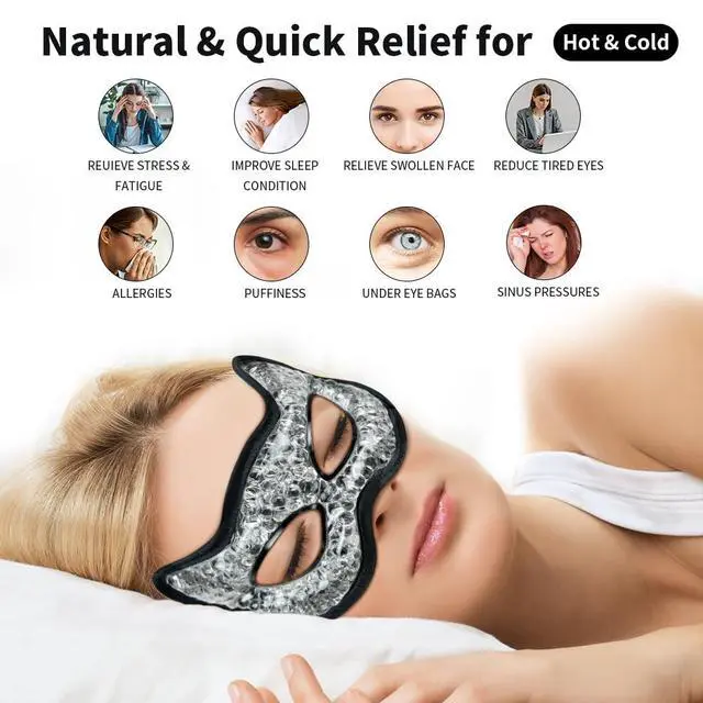 Alt view image 4 of 7 - Cooling & Heating Eye Mask - Hot/Cold Use for Puffy Eyes, Headaches, Migraines, Sinus & Dark Circles (2 Packs Black)