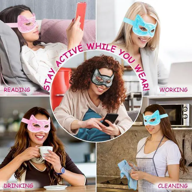 Alt view image 5 of 7 - Cooling & Heating Eye Mask - Hot/Cold Use for Puffy Eyes, Headaches, Migraines, Sinus & Dark Circles (2 Packs Black)
