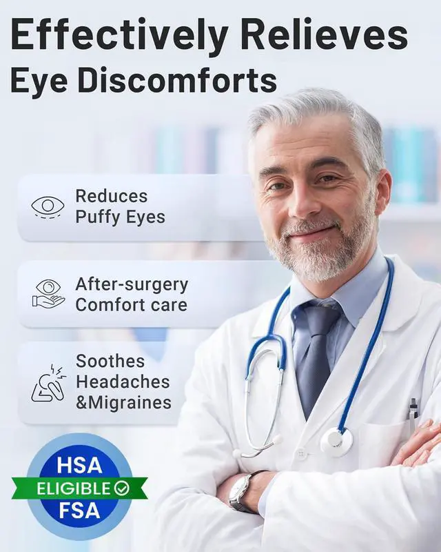Alt view image 2 of 7 - Cooling Eye Mask for Puffy Eyes: Fsa Eligible Items Hsa, Face Ice Eye Pack for Migraine After Surgery Relief - Reusable Cold Compress for Headaches Puffiness - Comfortable Weighted Fit Gel Sleep Mask