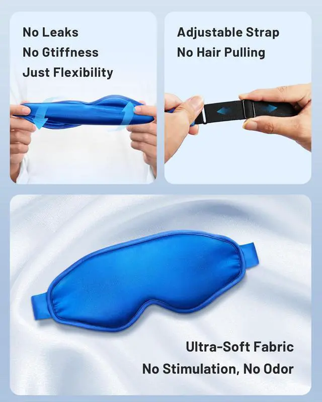 Alt view image 5 of 7 - Cooling Eye Mask for Puffy Eyes: Fsa Eligible Items Hsa, Face Ice Eye Pack for Migraine After Surgery Relief - Reusable Cold Compress for Headaches Puffiness - Comfortable Weighted Fit Gel Sleep Mask