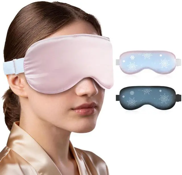 Main image of Cooling Eye Mask for Sleeping Migraine Headache Relief Mask Gel Cold Compress Eye Face Ice Pack for Eyestrain Dark Circles and Puffiness Relaxation Gifts for Women Men Silk Reusable-2 Pack